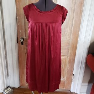 BCBG Max Azria burgundy red silk babydoll dress